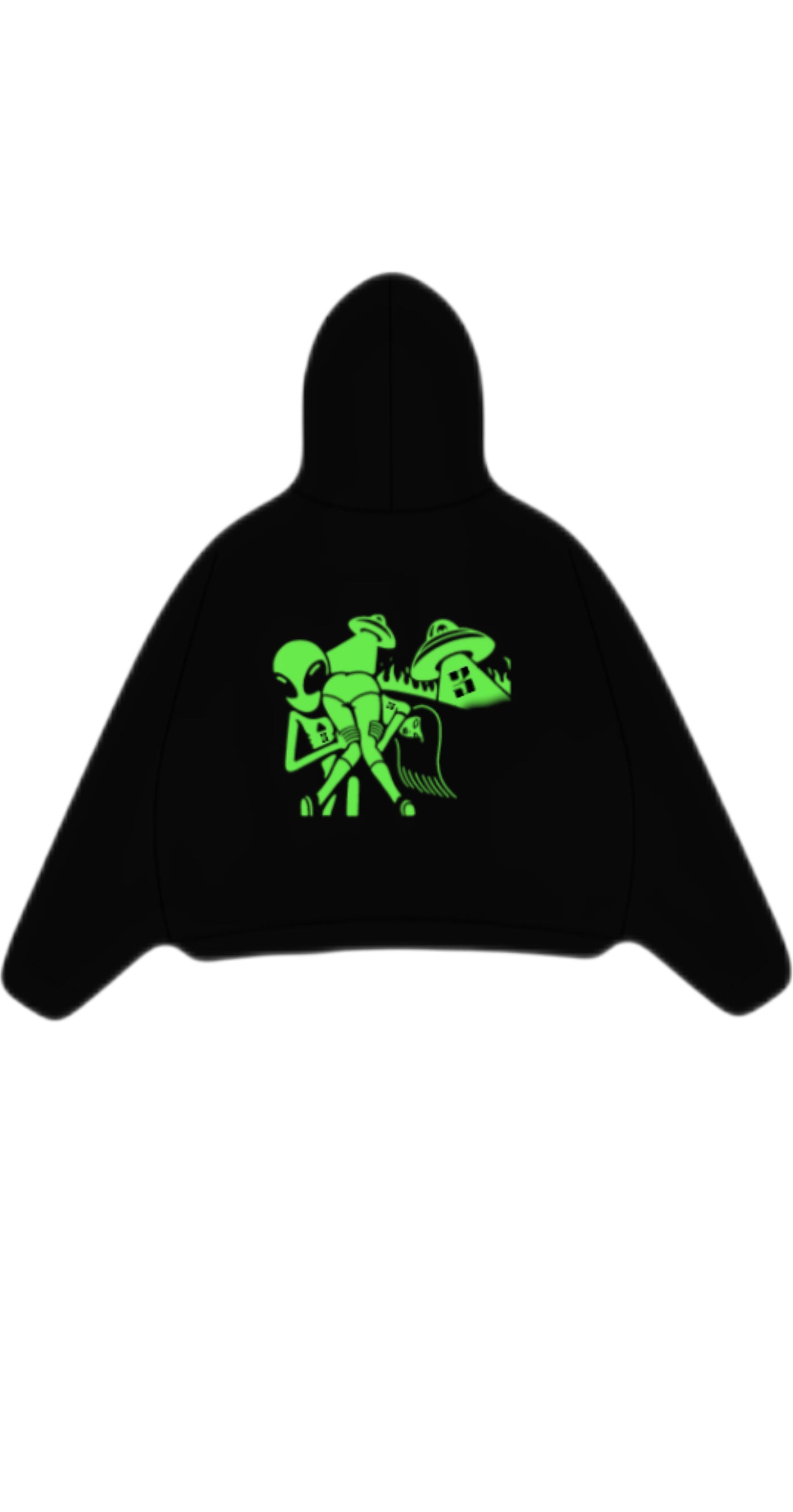 Black/Neon green glow in the dark hoodie