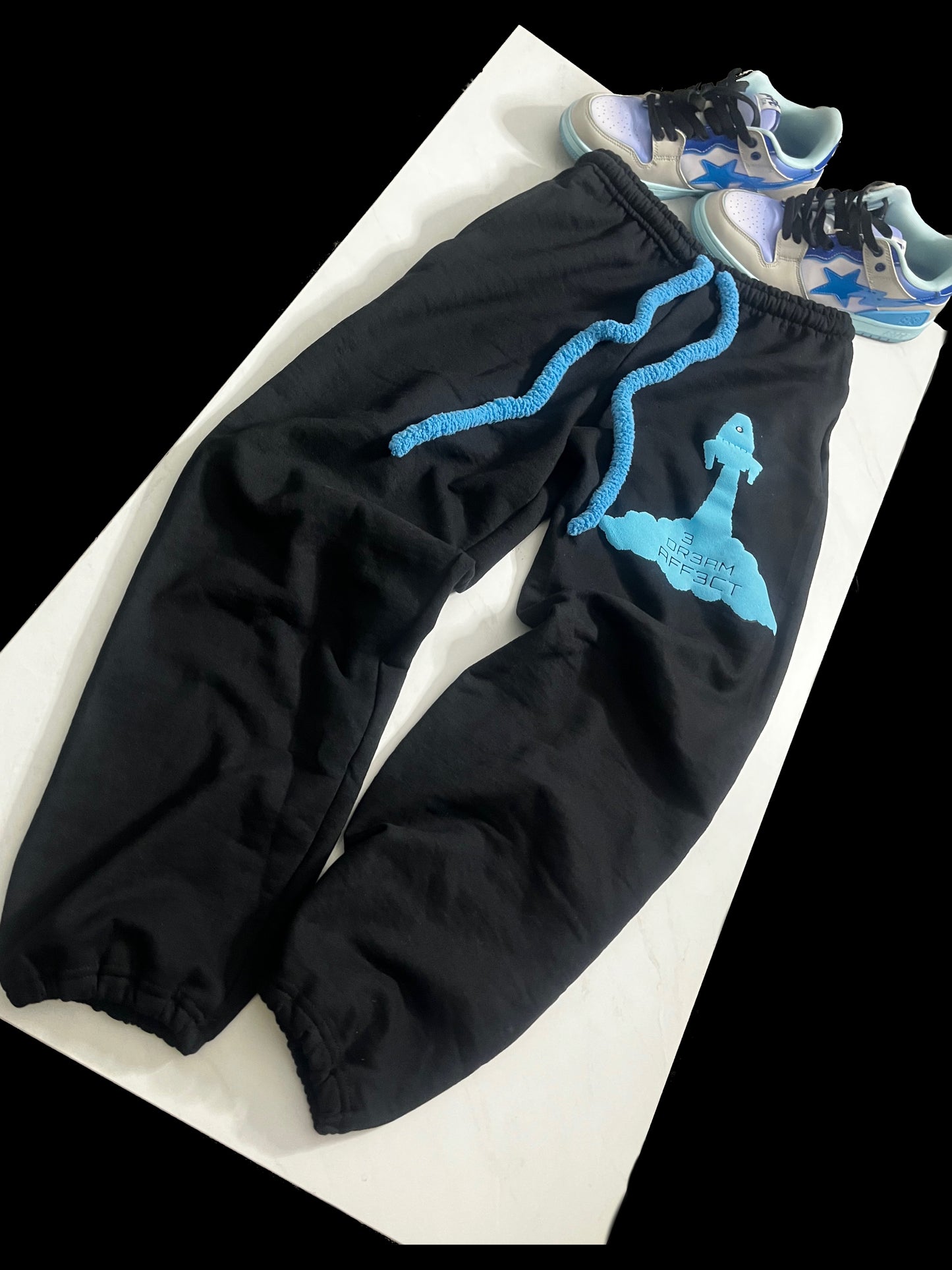 Fuzzy string puff rhinestone sweats
