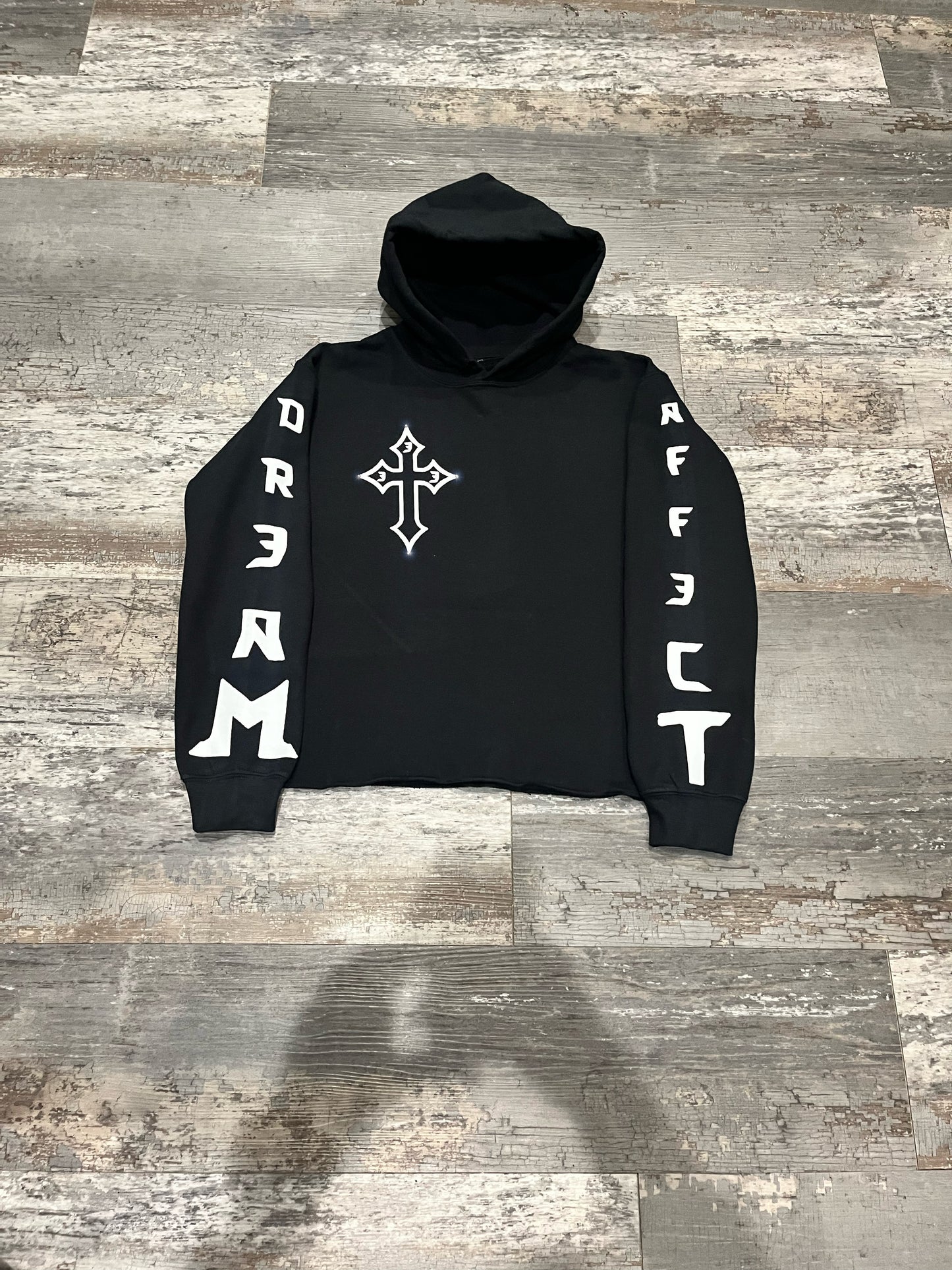 Black/white Cropped rhinestone hoodie