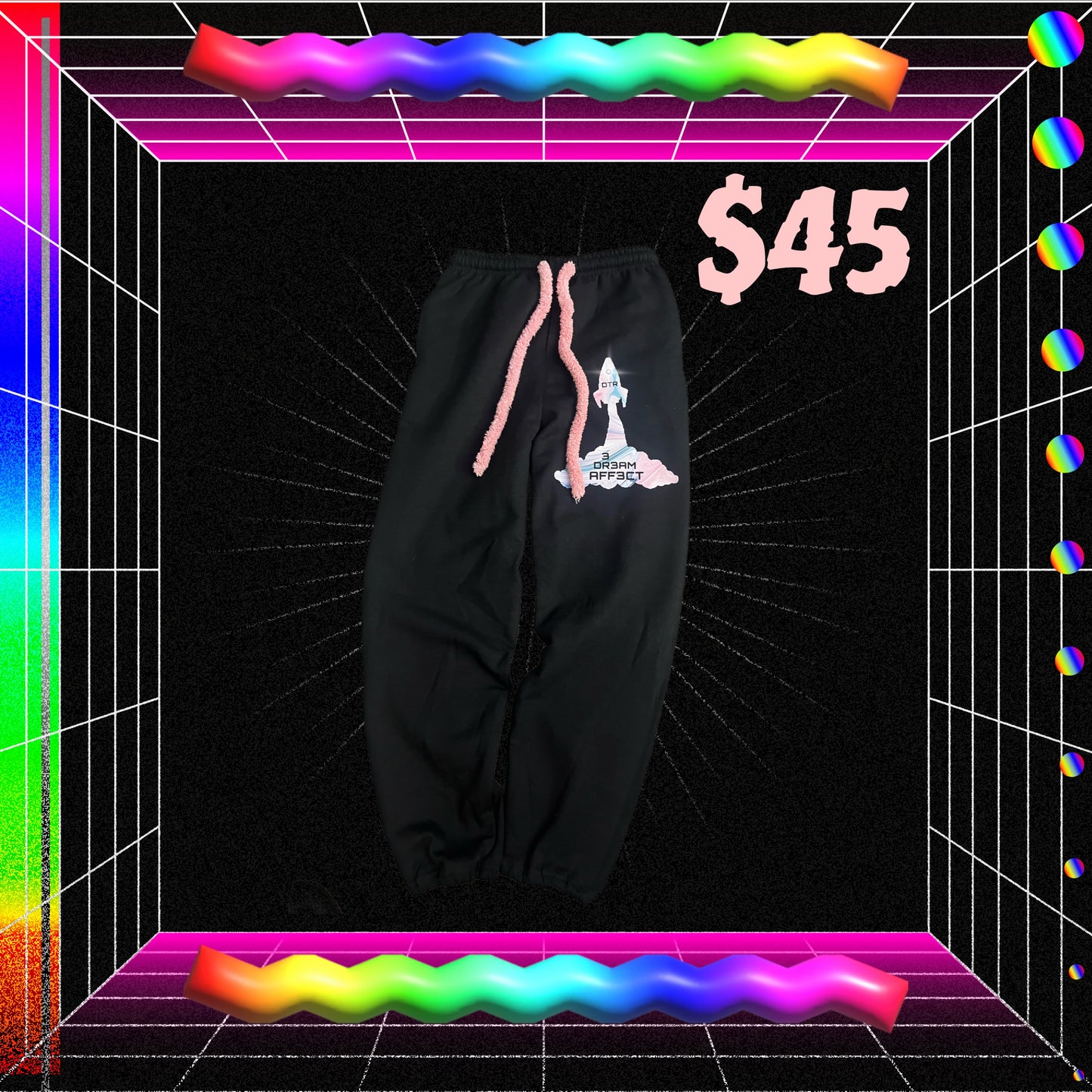 Fuzzy string rhinestone sweats