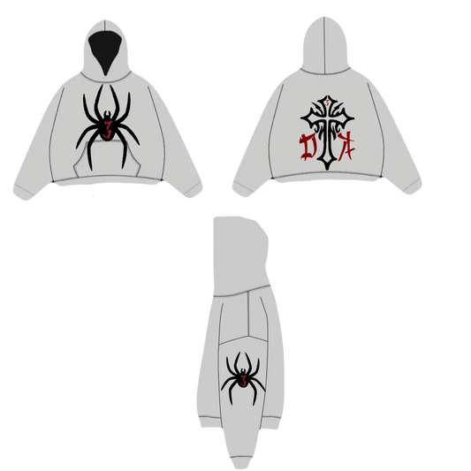 Grey/Black/Red heavyweight hoodie