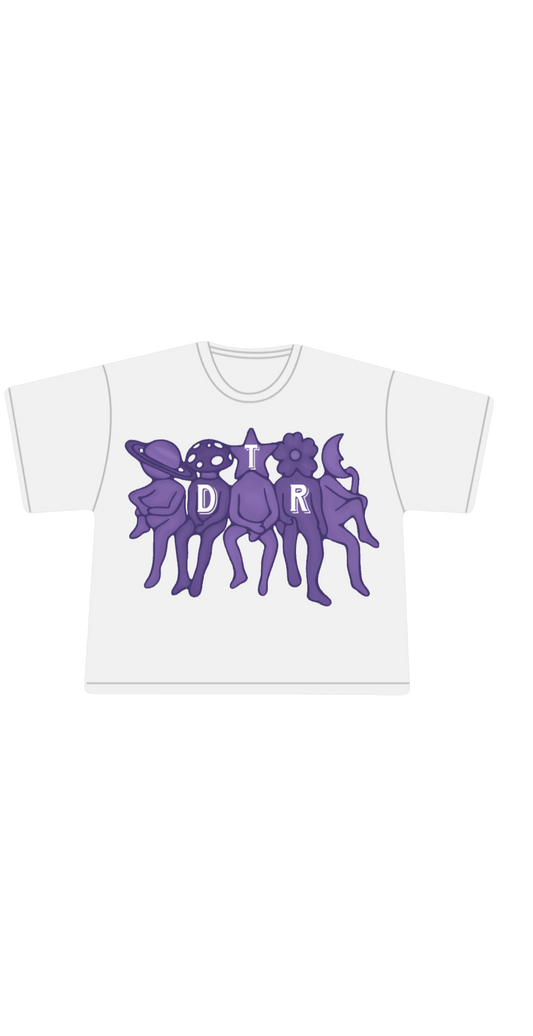 White/purple tee