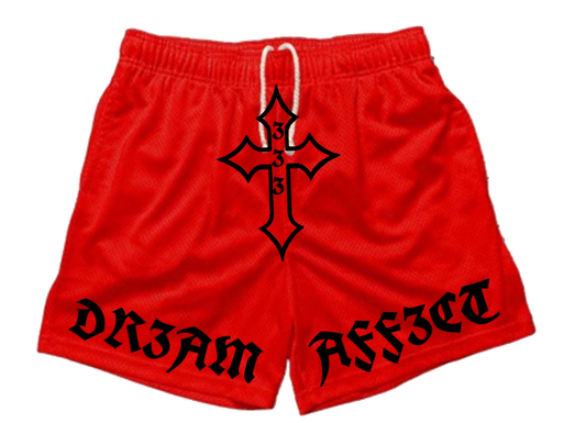 Red mesh shorts